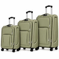 POGAGO Soft Shell 3Pcs Set (20/24/28 Inch) Luggage, Ultra Lightweight, Expandable, 4 Smooth Wheels with Combination Locks Suitcase (Brown)