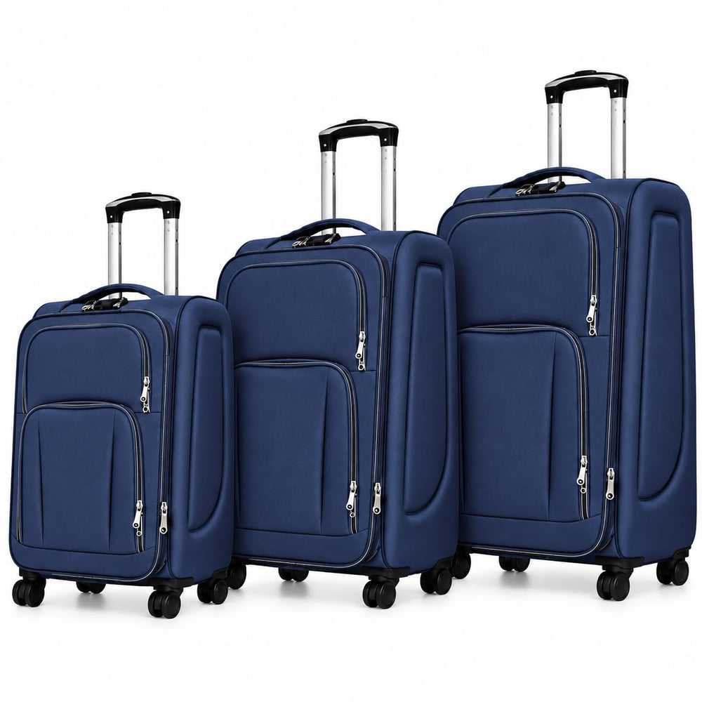 POGAGO Soft Shell 3Pcs Set (20/24/28 Inch) Luggage, Ultra Lightweight, Expandable, 4 Smooth Wheels with Combination Locks Suitcase (Brown)