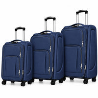 POGAGO Soft Shell 3Pcs Set (20/24/28 Inch) Luggage, Ultra Lightweight, Expandable, 4 Smooth Wheels with Combination Locks Suitcase (Brown)