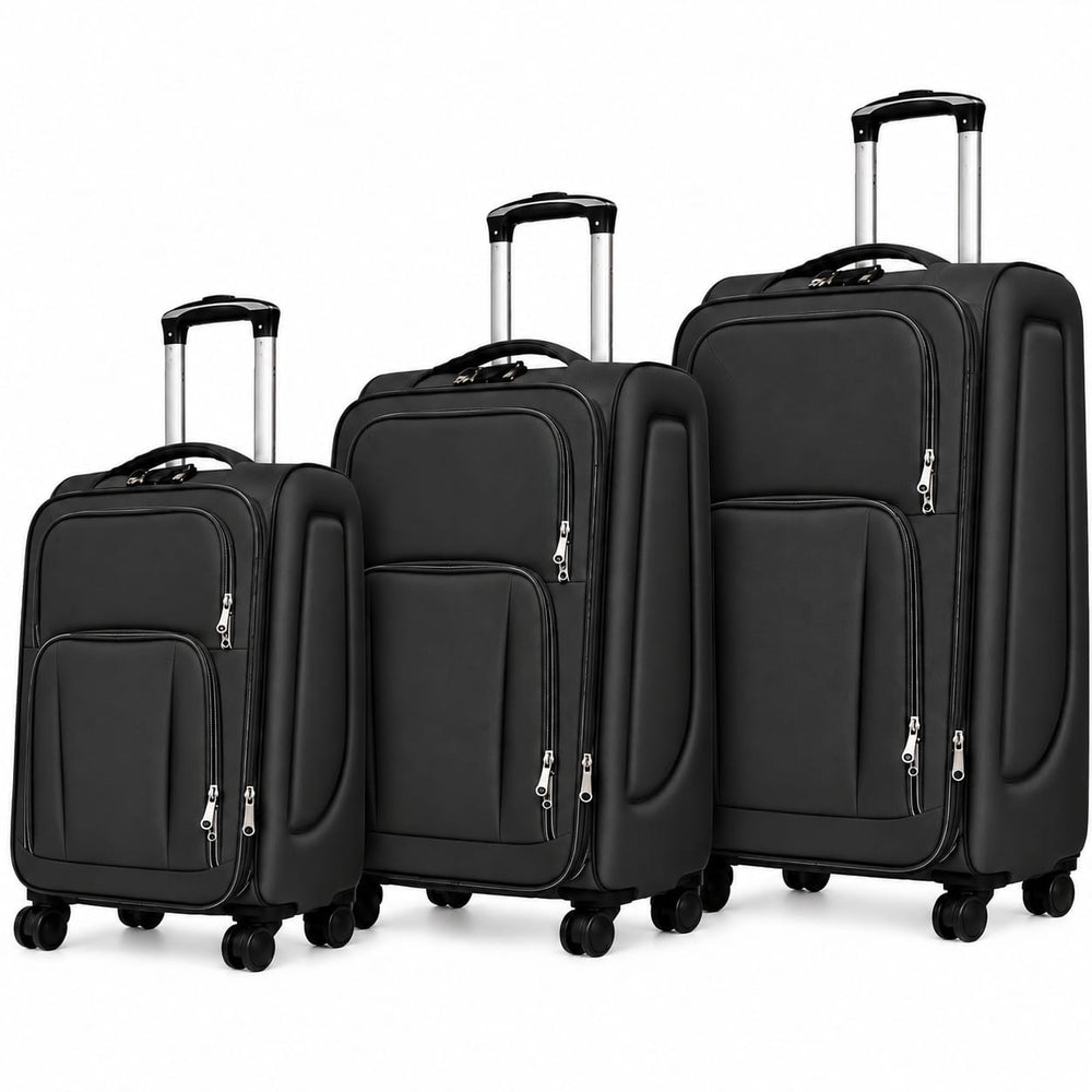 POGAGO Soft Shell 3Pcs Set (20/24/28 Inch) Luggage, Ultra Lightweight, Expandable, 4 Smooth Wheels with Combination Locks Suitcase (Brown)