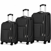 POGAGO Soft Shell 3Pcs Set (20/24/28 Inch) Luggage, Ultra Lightweight, Expandable, 4 Smooth Wheels with Combination Locks Suitcase (Brown)