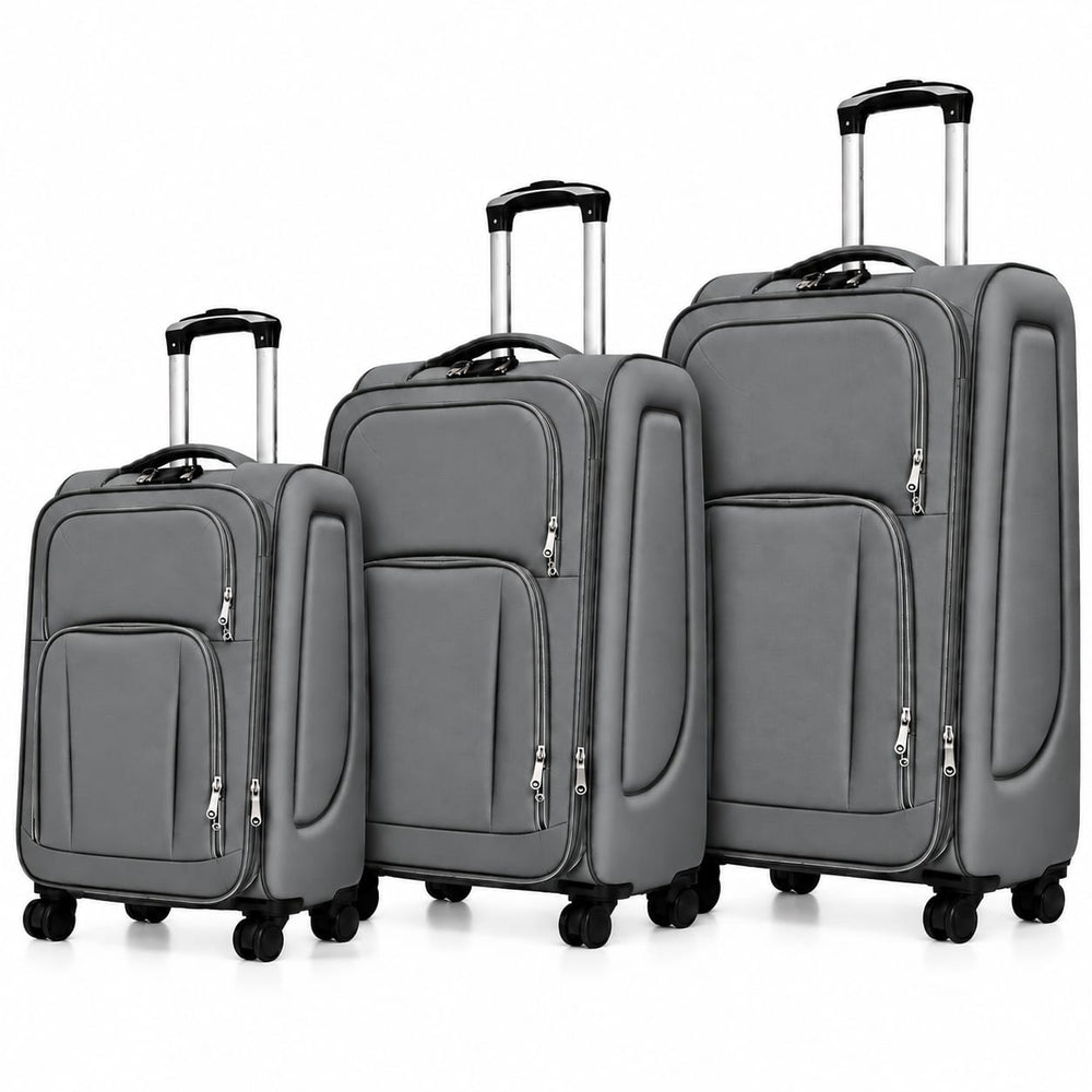 POGAGO Soft Shell 3Pcs Set (20/24/28 Inch) Luggage, Ultra Lightweight, Expandable, 4 Smooth Wheels with Combination Locks Suitcase (Brown)