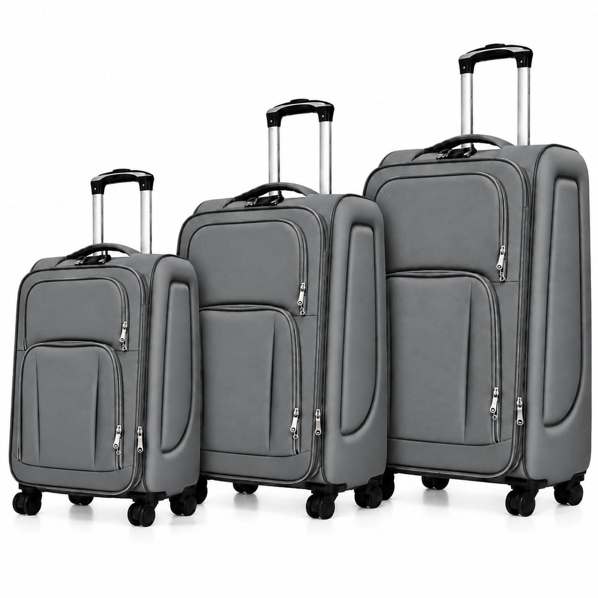POGAGO Soft Shell 3Pcs Set (20/24/28 Inch) Luggage, Ultra Lightweight, Expandable, 4 Smooth Wheels with Combination Locks Suitcase (Brown)