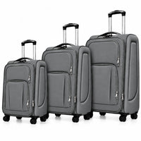 POGAGO Soft Shell 3Pcs Set (20/24/28 Inch) Luggage, Ultra Lightweight, Expandable, 4 Smooth Wheels with Combination Locks Suitcase (Brown)