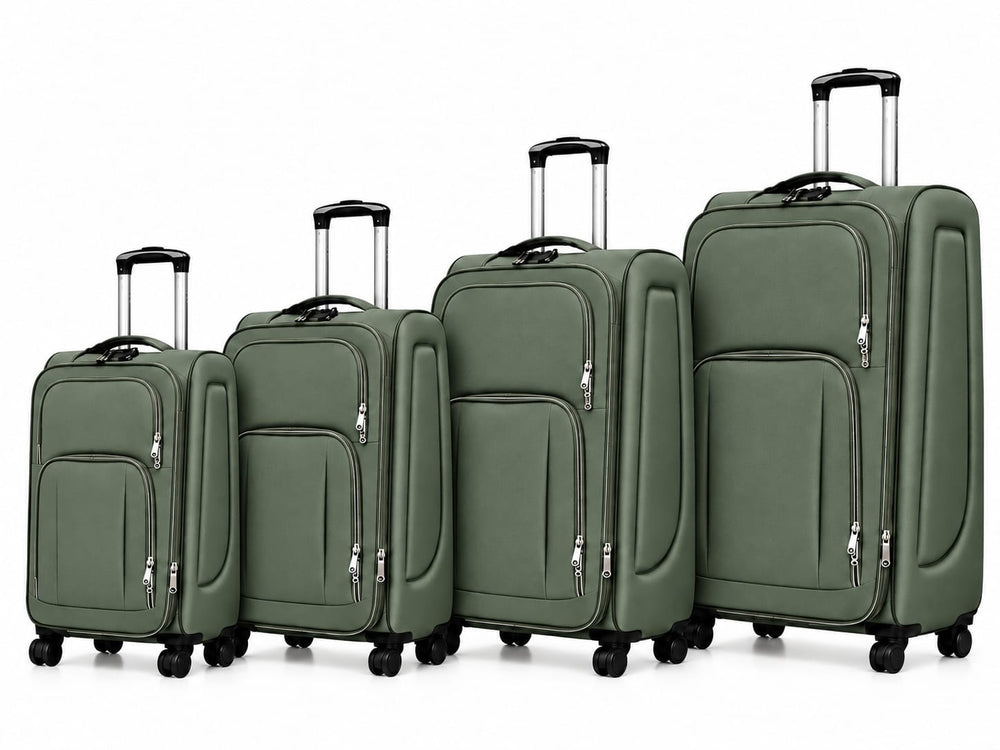 POGAGO Soft Shell 4Pcs Set (20/24/28/32 Inch) Luggage, Ultra Lightweight, Expandable, 4 Smooth Wheels with Combination Locks Suitcase
