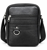 POGAGO Men's PU Leather Crossbody Messenger Bag – Compact Shoulder Bag with Multiple Zipper Pockets