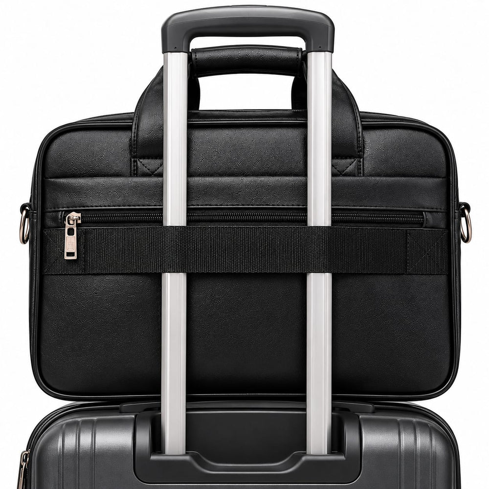 Executive laptop bag with sturdy carry handles and zipper closure
