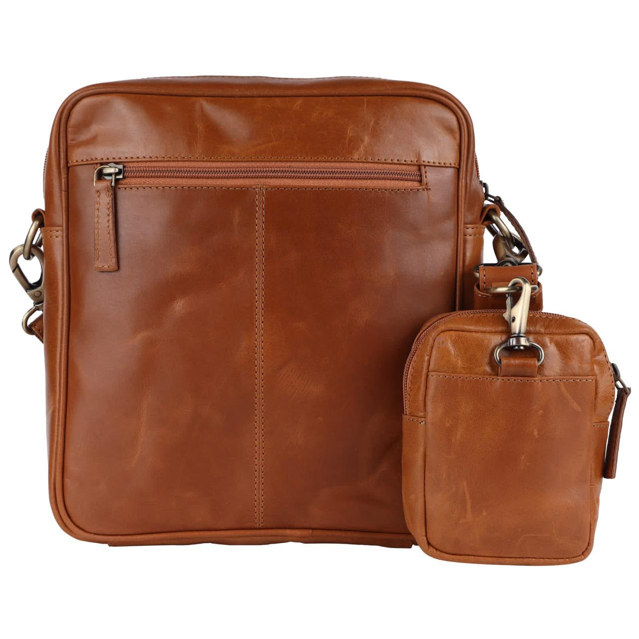 POGAGO Genuine Cow Leather Crossbody Messenger Bag for Men – Premium Leather Shoulder Bag with Detachable Utility Pouch