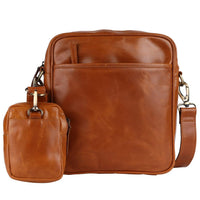 POGAGO Genuine Cow Leather Crossbody Messenger Bag for Men – Premium Leather Shoulder Bag with Detachable Utility Pouch