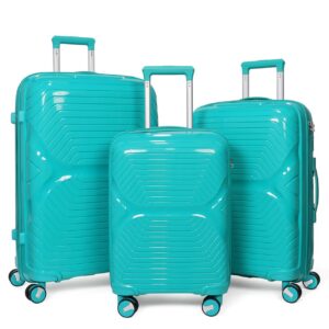 3-Piece Double zipper Polypropylene Travel Luggage Set, Anti-Theft Zipper, Light Weight - 20/24/28 Inch sizes