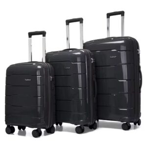 [Model-0044] | 3-Piece Polypropylene Luggage Set – Unbreakable – (28″, 24″, 20″) sizes - Black