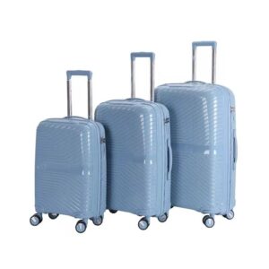 [Model - 1155] Travel Trolley Bags 3 Piece Set – Unbreakable Lightweight Hard Shell Luggage with Cabin Carry On & Large Check-In Suitcase - Nave Blue