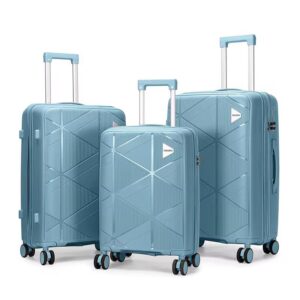 [Model-DZ01] 3-Piece Expandable Polypropylene Luggage Set – Unbreakable luggage, 360° Spinner Wheels (28", 24", 20") sizes