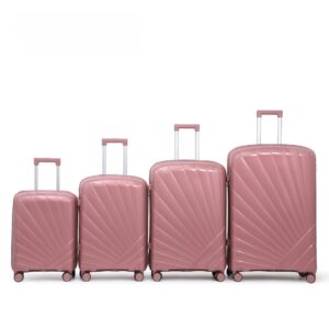 [Model-703-4]4 Piece Polypropylene Luggage Set 32/28/24/20 Inch Hard Shell Trolley Bags, Unbreakable Lightweight Suitcase Set with 360° Spinner Wheels, TSA Lock, Anti-Theft Double Zipper & Aluminum Handle