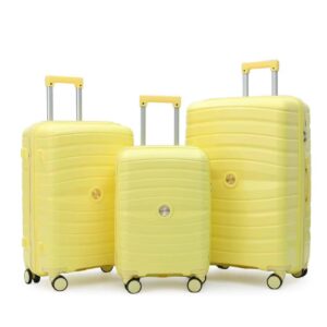 [Model-9093] 3 Piece PP Luggage Set | 20” Carry On, 24” & 28” Suitcase | Durable Hard Trolley Bag with Security Zipper & 360° Wheels