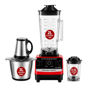 Silver Crest 2-in-1 Blender & Fresh Fruit Juicer with 3L Electric Food Chopper – Stainless Steel Meat Grinder, Vegetable Cutter & Multi-Function Kitchen Processor Combo