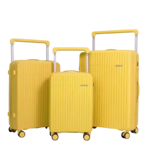 [Model-8050#] 3 Piece Luggage Set 20/24/28 Inch – PP Unbreakable Hard Shell Suitcases with Security Zipper, Broad Aluminium Handle, 360° Spinner Wheels, Lightweight Durable Travel Luggage Set